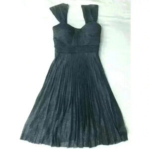 Cache' Gold Glittered Navy Blue Cocktail Dress, sz 0